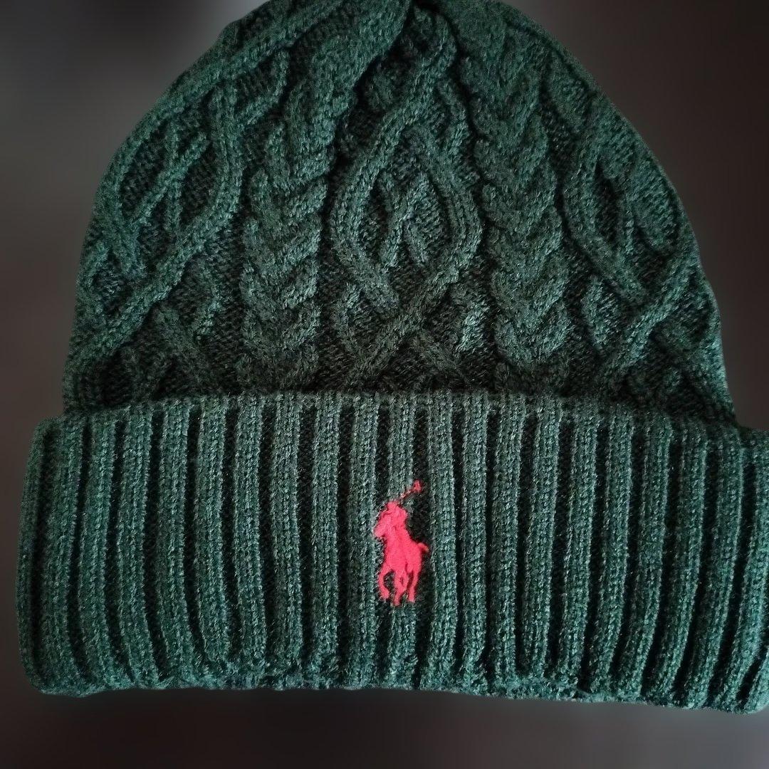 Used Polo Ralph Lauren cable knit hat green