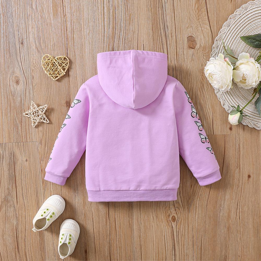 Giacca con Cappuccio Primavera Autunno da Ragazza Manica Lunga con Stampa Farfalle Zip Up Felpa con Cappuccio Cappotto