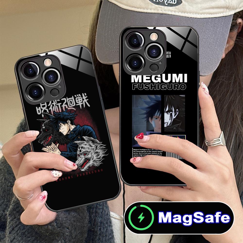 Jujutsu Kaisen Megumi Mobile Phone Case for iPhone 17 16 15 14 13 12 11 Pro Max Plus Mini MagSafe Glass Colour Cover Luxury