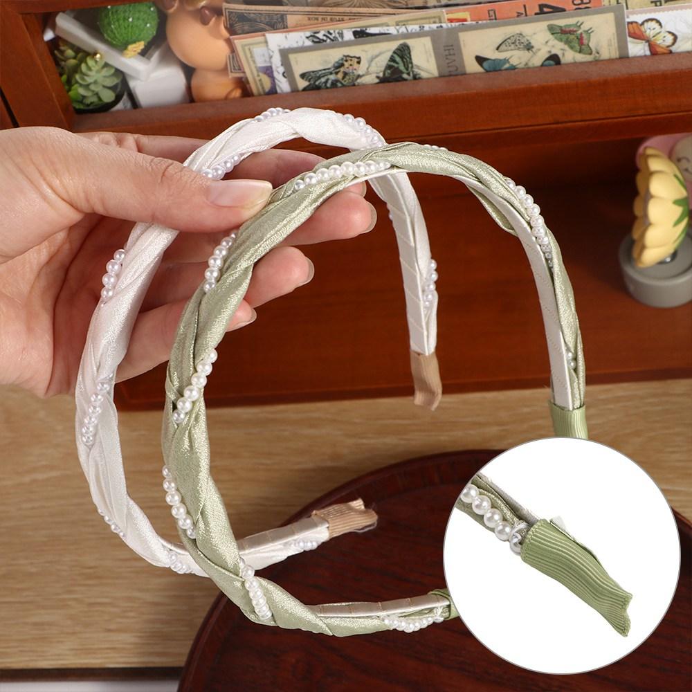 

Twist Headband Pearls Hair Band Female Hair Accessories Hair Hoop Makeup зелёный