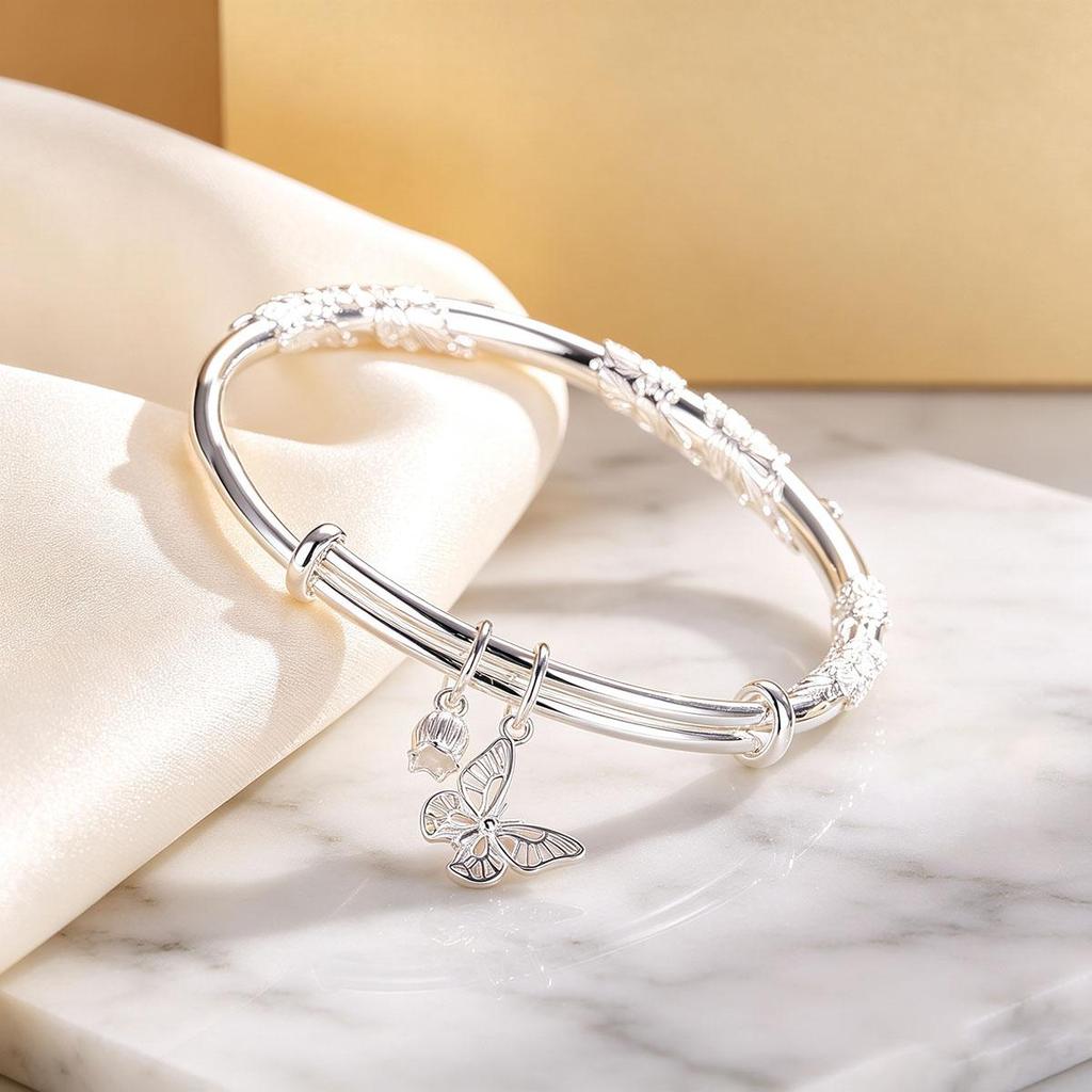 Blossom Butterfly Student Bracelet Women Solid Small Design Daily Wear New Chinese Style National Style Accessory Bracelet