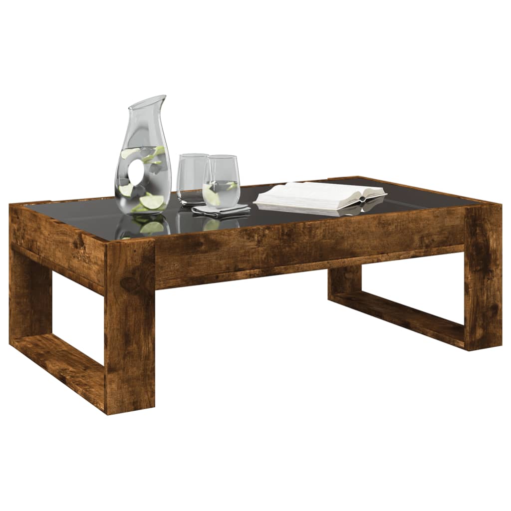 Coffee Table with Infinity LED Smoked Oak 90 x 53 x 30 cm