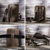 Retro Crazy Horse Leather Phone Bag Outdoor Portable Shoulder Crossover Multi Functional Waist Large Screen Phone Storage Bag