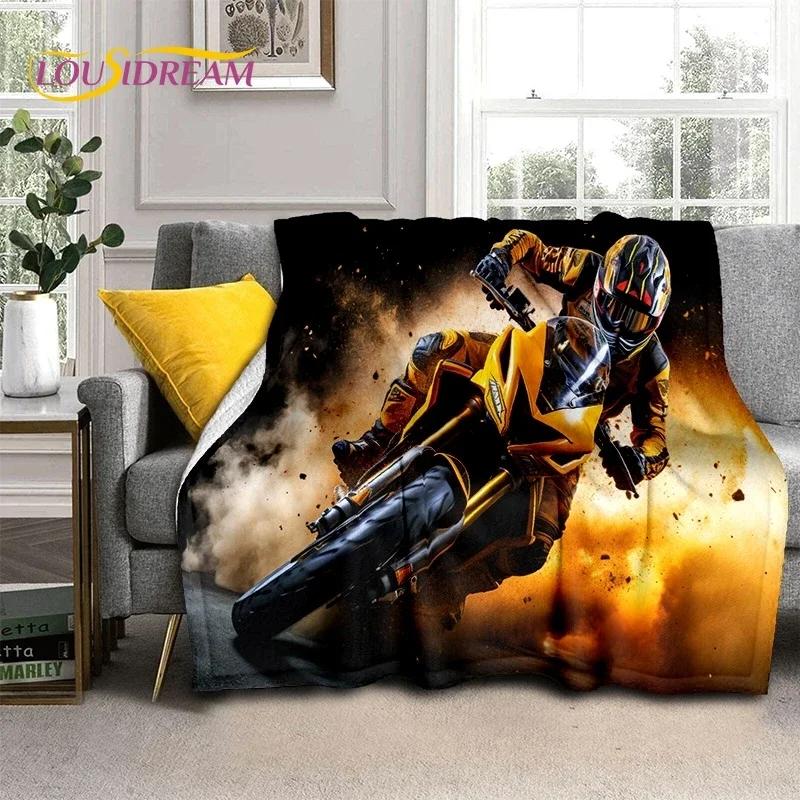Motocross Modern retro Motorcycle Soft Flannel Blanket for Bed Bedroom Sofa Picnic,Throw Blanket for Cover Outdoors Leisure Gift