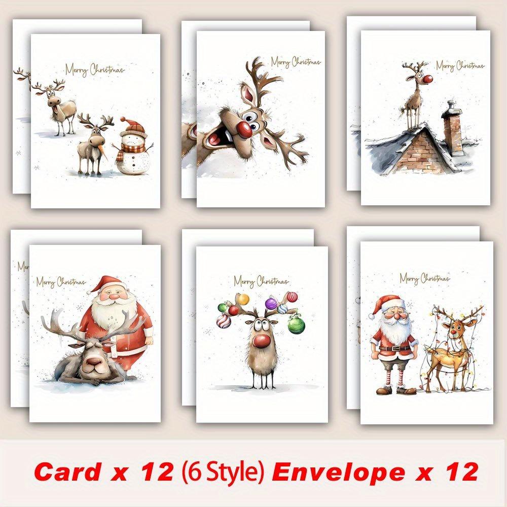 12-Pack Christmas Greeting Cards with Envelopes - Blank Inside for Personal Messages - Suitable for New Year, Congratulations, and Thank You Occasions