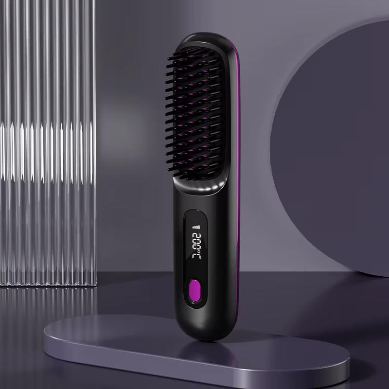Anti-Static Hair Straightener Brush with Conditioning Function Portable Straightening Comb for Healthy-Looking Hair