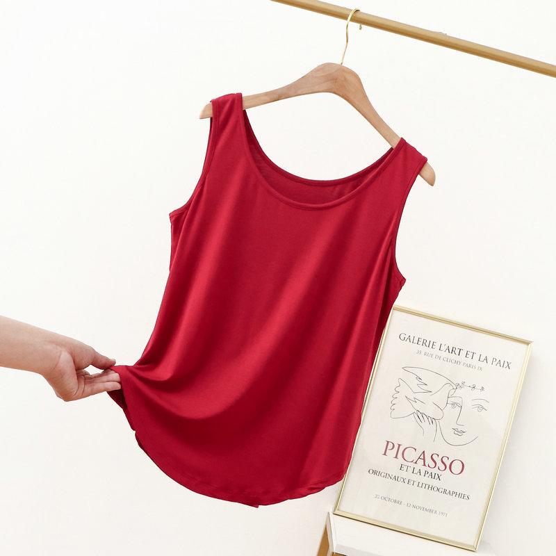 XL to 6XL Modal O-Neck Tank tops Summer women's camisole Thin Loose Sleeveless T-shirt Solid color Tee Top Large size