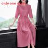 Modale Fabric Abstract Pattern Slant Shoulder Midi Dress For Streetwear Style