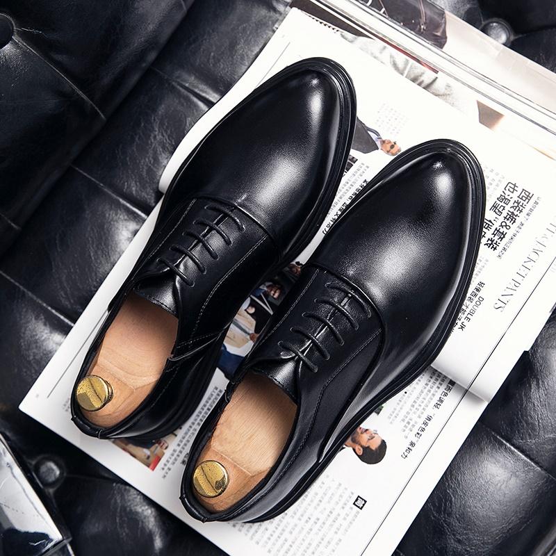 Casual Leather Shoes British Pointed Business Dress Groom Wedding Nightclub Hairstylist Black