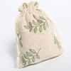 3Pcs / 5Pcs Gift Bags Linen Green Leaves Packaging Drawstring Pouches Gift Jewelry Packaging Wedding