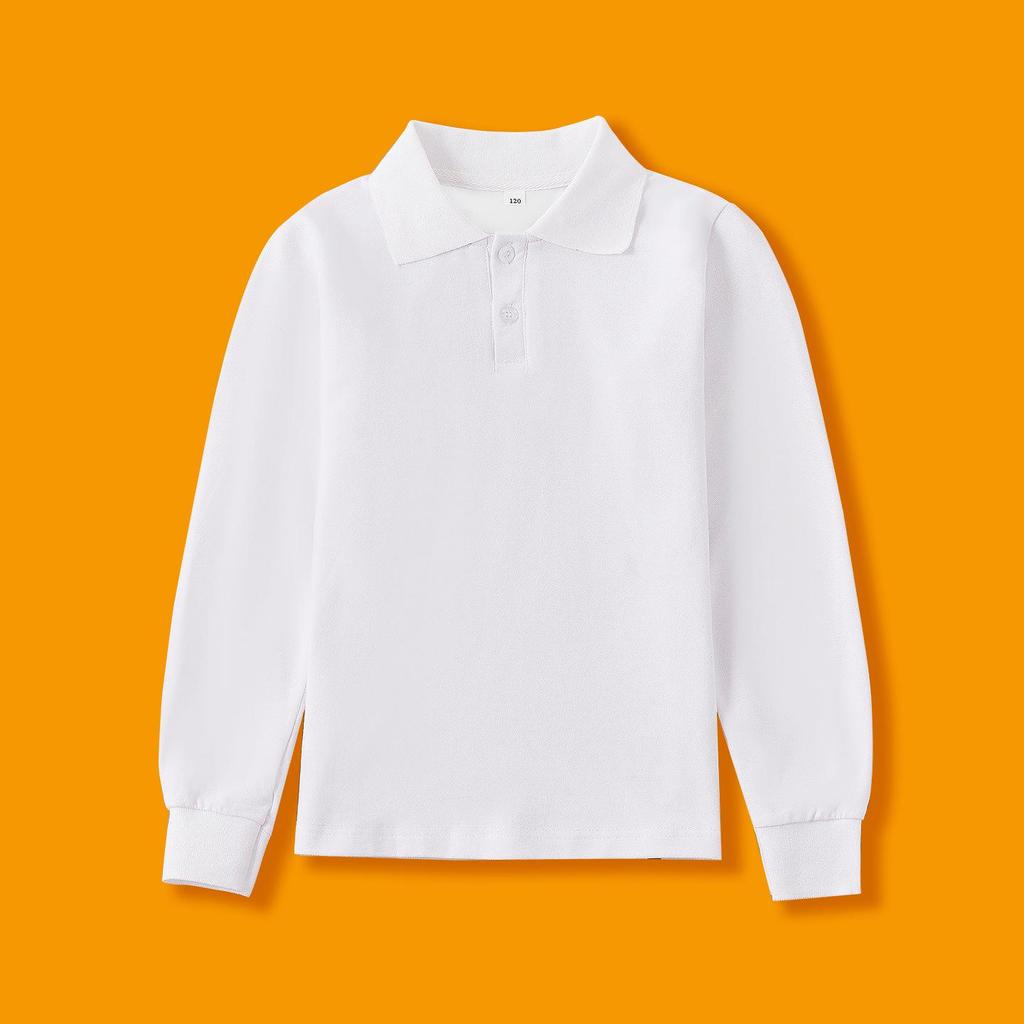 Polo con Fodera in Pile per Bambini - Uniforme Scolastica (Autunno inverno) - Strato Base Bianco a Maniche Lunghe per Bambini e Bambine della Scuola Primaria e Secondaria