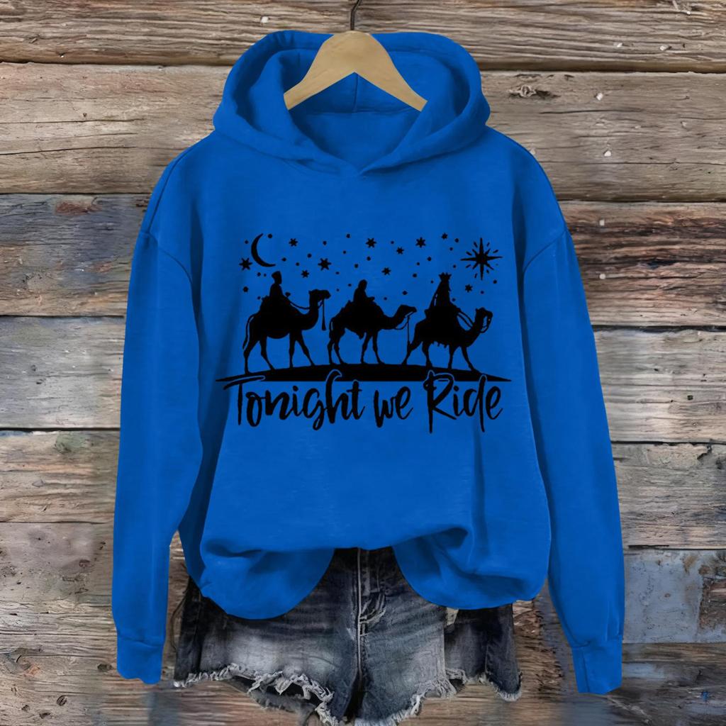 Damen Kapuzenpullover mit Aufdruck, lässig, langärmelig