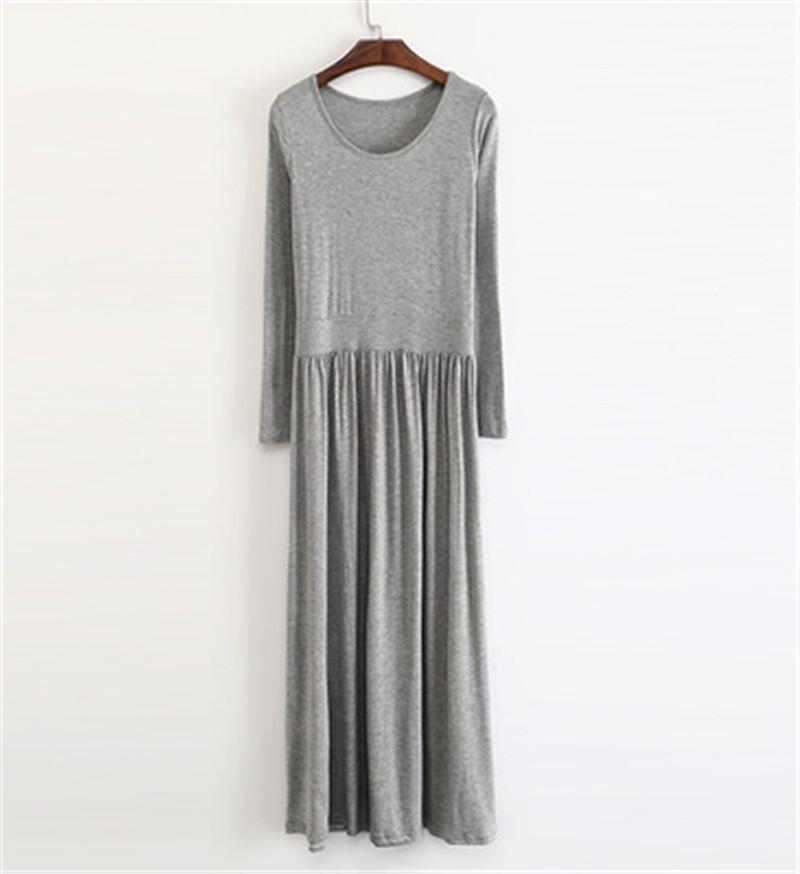 

Женское плиссированное платье с длинным рукавом: Длинная юбка из корейской коллекции весна/осень 2020 года с талией из модала, утягивающий дизайн, доступны большие размеры One Size светло-серый