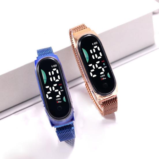 LED-Digitaluhr, wasserdicht, Magnet, Edelstahllegierung, Touchscreen, lesbares Zifferblatt, hohe Genauigkeit, langes Zifferblatt, batteriebetriebene Unisex-Sportarmbanduhr