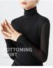 Women's Velvet Mesh High-Neck Base Layer: Long-Sleeve, Solid Color, Slim Fit for Autumn/Winter 2023
