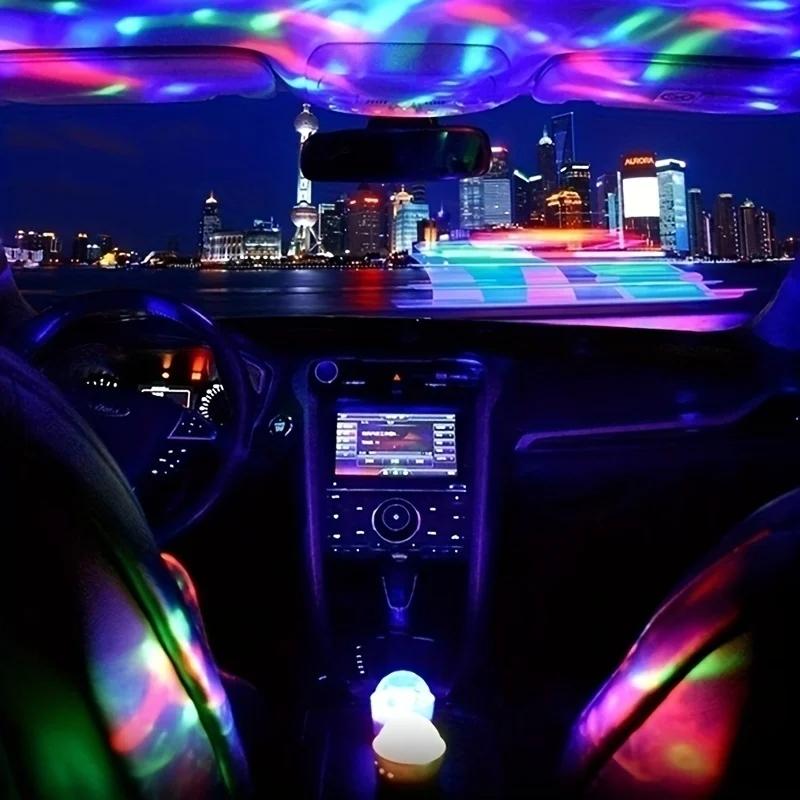 Car USB Ambient Light Mini Colorful Music Sound Led Light Holiday Party Atmosphere Interior Dome Trunk Lamp