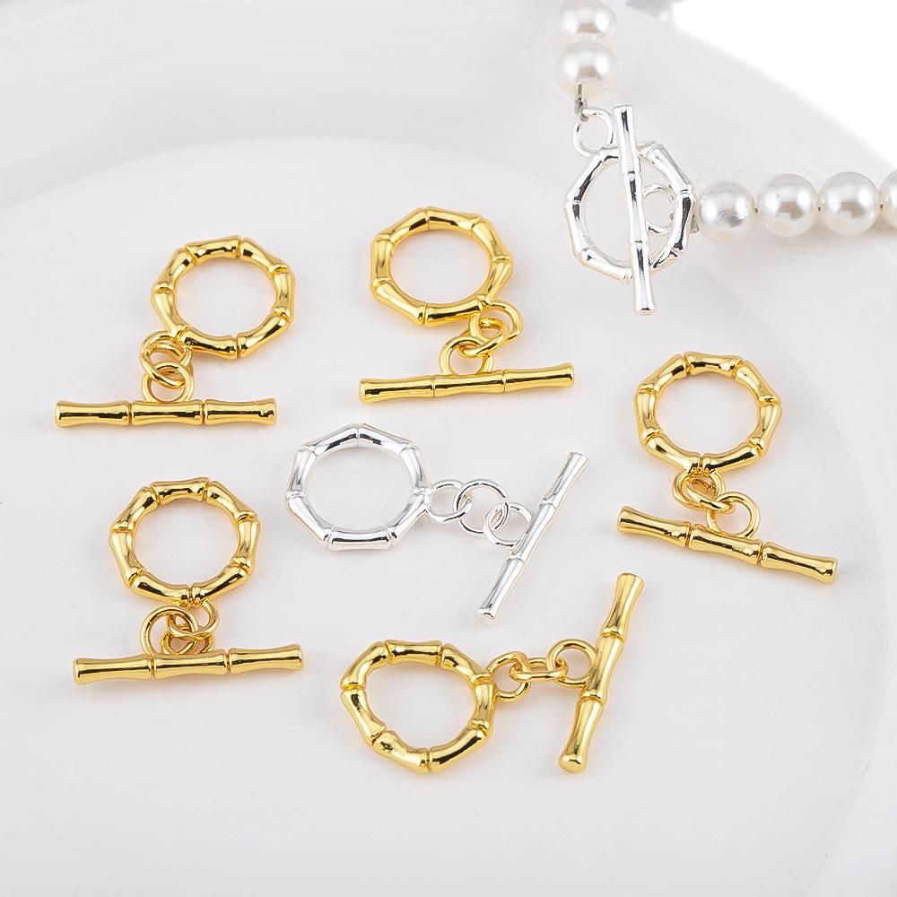 18K Gold Plated Copper Toggle Clasps Bamboo Knot Brass Metal Clasps Bracelets OT Clasp Jewelry Making Supplies DIY Accessories