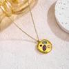 Colorful Geometric Zircon Pendant Necklace for Women—European & American Style, Gold-Plated Stainless Steel, Colorfast Jewelry