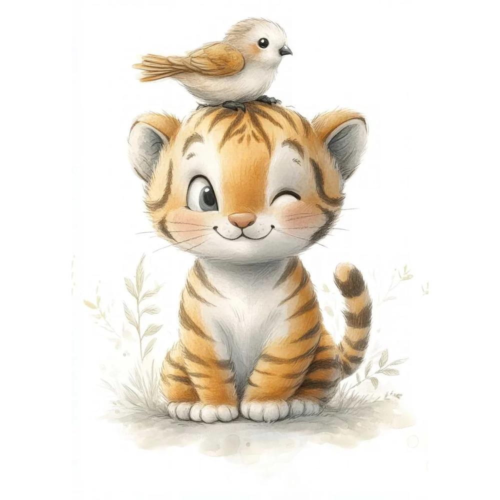 Boho Style Cartoon Animal Illustrations Posters Prints Canvas Painting Wall Art Picture Living Room Home Baby Room Nursery Decor