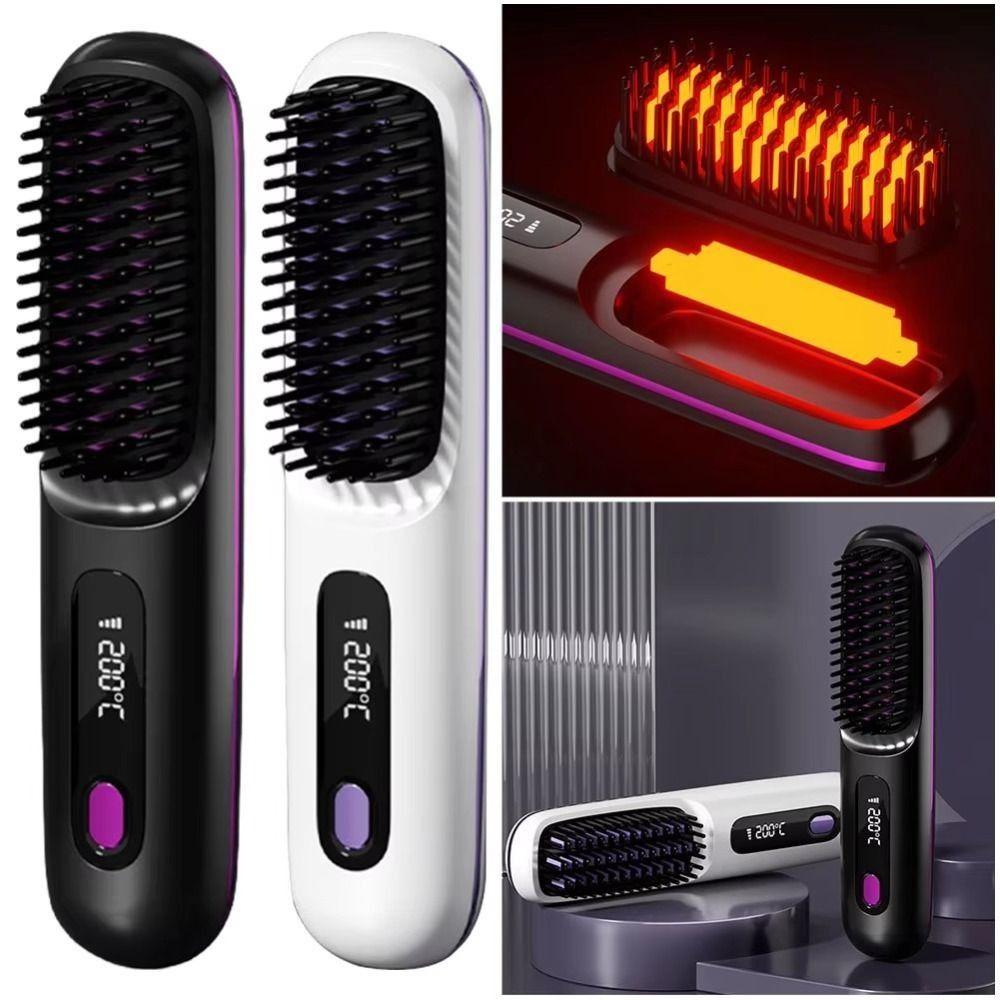 Cordless Hair Straightener Comb Anti-Scald Electric Heated Hair Comb  Hair Styling Tool