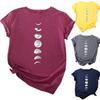 Damen Sommer Casual O-Ausschnitt Kurzarm Monddruck Locker Bluse T-Shirt Top