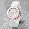 2PCs/Set Women Watch Twin Silicone Strap White Pink Watch Set
