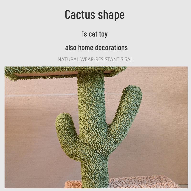 Cactus Cat Tree & Bed: All-in-One Christmas Tree, Scratching Post, and Toy Sky Pillar for Cats.
