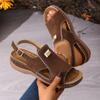 Women's Fashion Casual Plus-Size Buttoned Peep-Toe Sandals