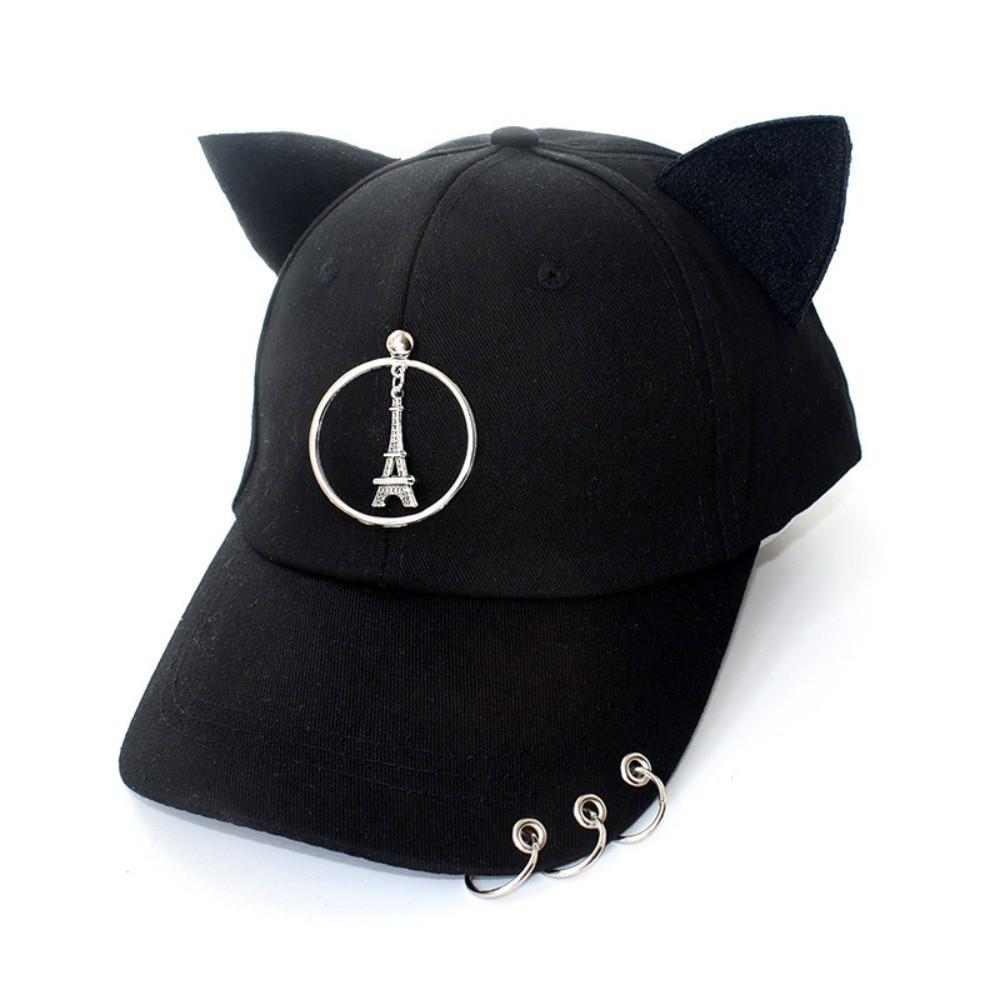 Metal Rings Hip Hop Cap Cotton Sunscreen Hat Creative Duckbill Cap  Outdoor чёрный