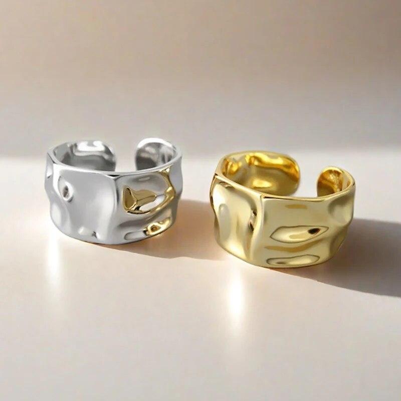 

Необычное кольцо ручной работы для женщин и мужчин, креативные геометрические широкие ювелирные изделия, подарки, регулируемые