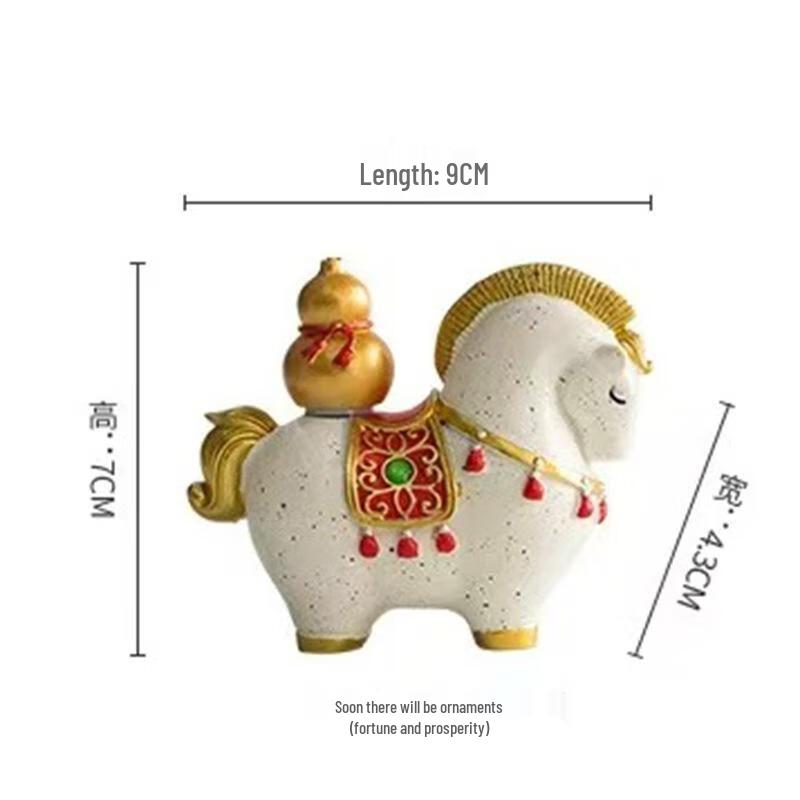 JINGRUIXIANG Lucky Horse Gold Ingot Desk Ornament