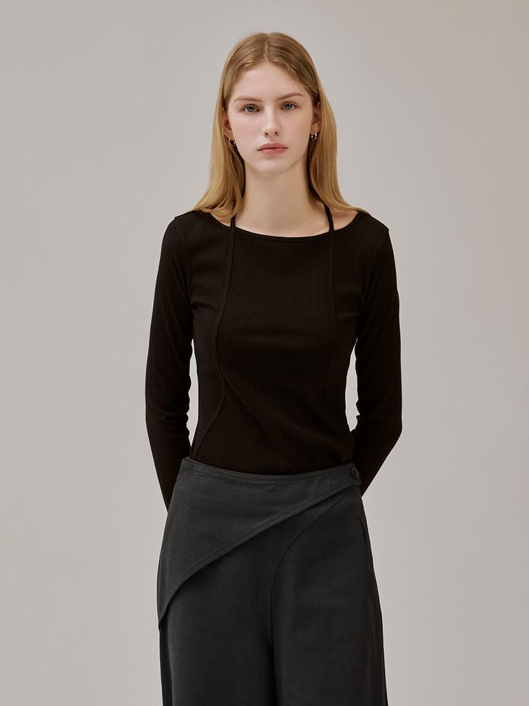 Hunch Shoulder Slit Strap T-Shirt (2Color)