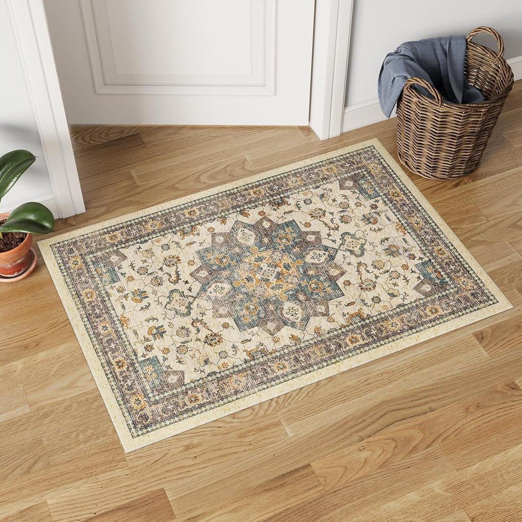 Persian Floor Mat Bathroom Dirt Resistant Floor Mat Easy To Maintain Door Mat for Entrance Foyer
