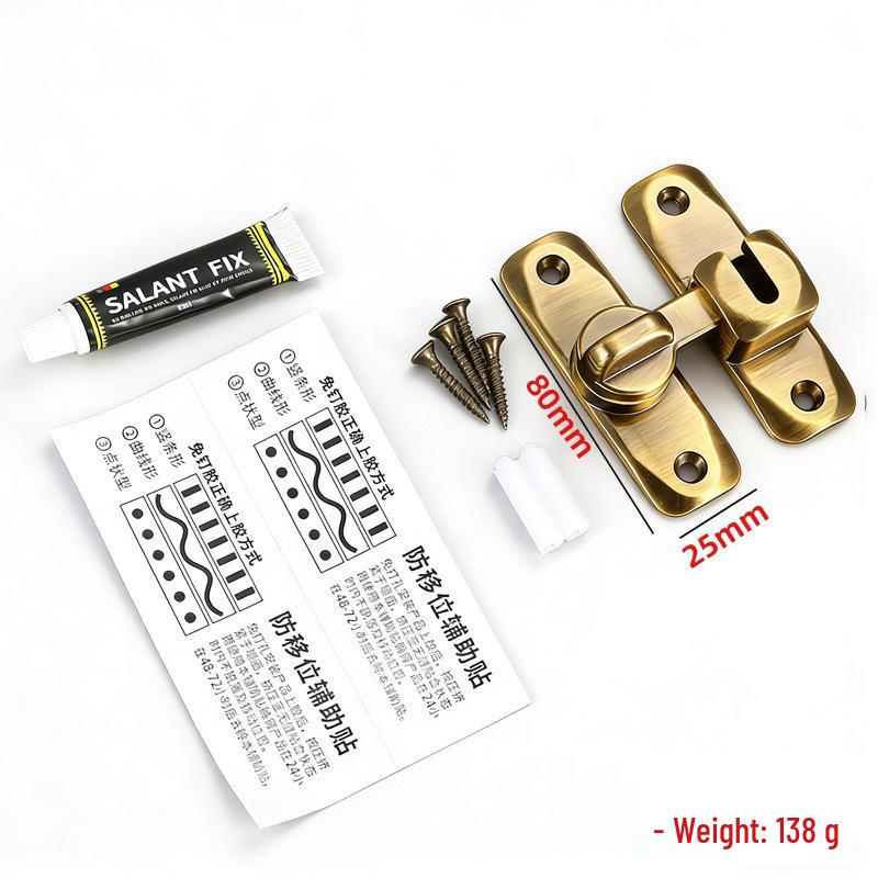 Zinc Alloy No-Punch 90° Door Latch - Thickened Push-Pull Sliding Door Lock Buckle