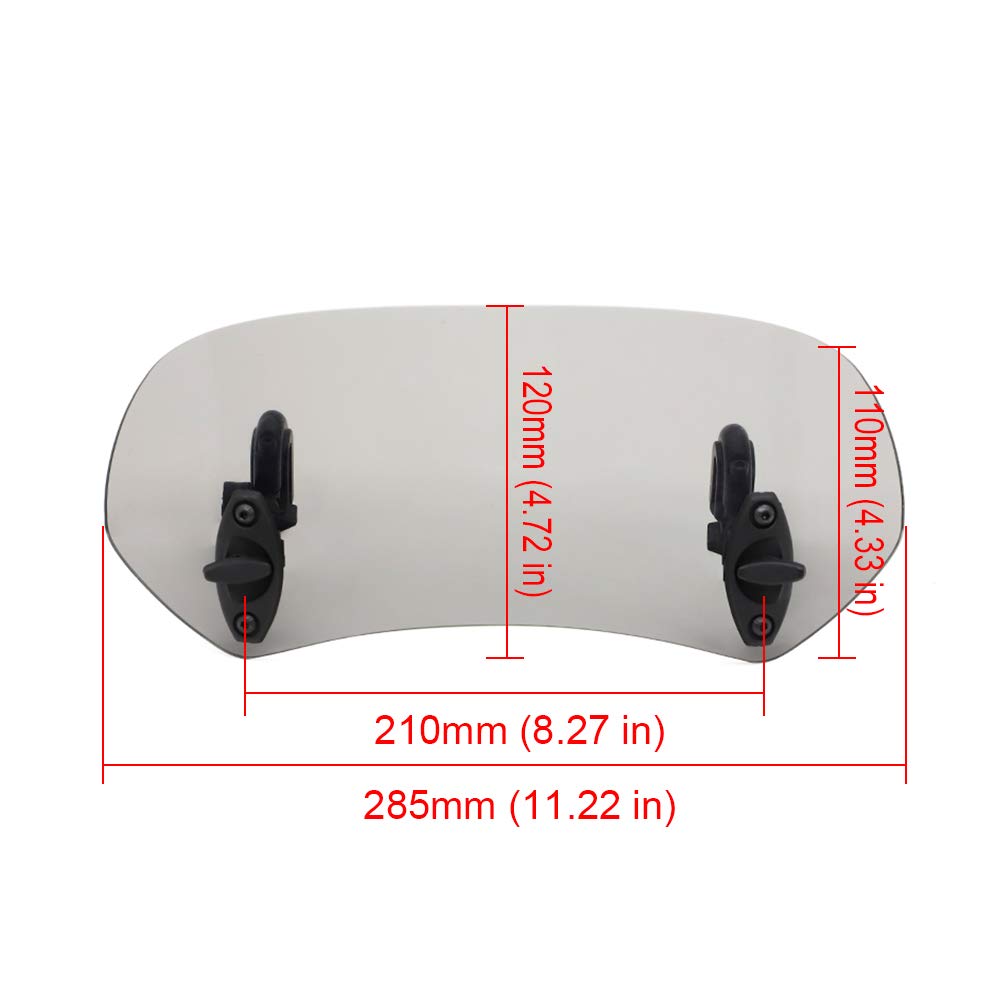 Alpha Rider Clip-on Windscreen Extension, Spoiler Air Deflector, Universal Fit for BMW F800 R1200GS, Yamaha, Kawasaki, Honda, Suzuki, etc., Clear