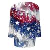 Women's Tops Three-quarter Sleeve Shirt V-neck Loose Casual Shirt Print T-shirt