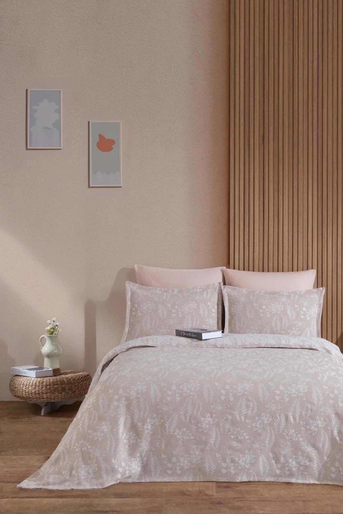 

Linen Look Bedspread Pique Set 3 Piece Double Ecru