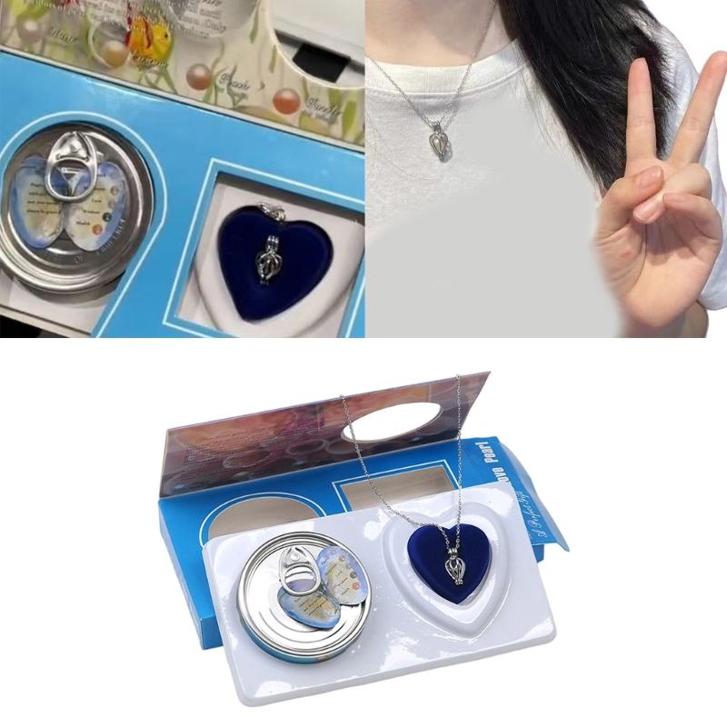 Confezione da 1 Elegante Collana con Ciondolo Fai-da-Te Perle Inclusa Conchiglia d'Ostrica e Scatola Regalo per Uso Quotidiano o Regalo Speciale