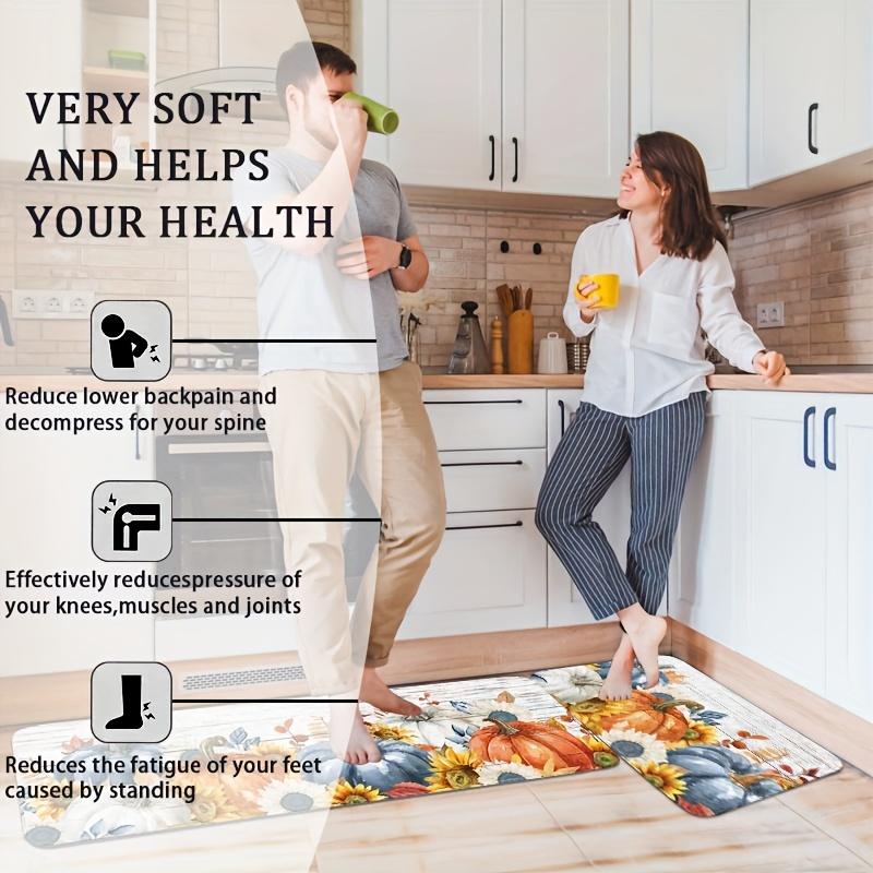 1Pcs Anti Fatigue Kitchen Rugs Autumn Harvest Print Waterproof Non-Slip Thick Cushioned Kitchen Mat Heavy Duty Comfort Standing Mat for Kitchen