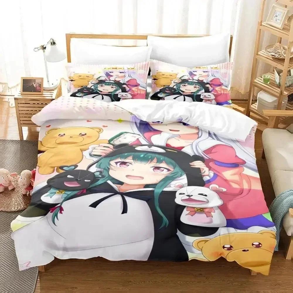 New 3D Print Anime Kuma Kuma Kuma Bear Comfortable Duvet Cover Pillowcase Bedding Set Children Bedroom Decoration Home Textile