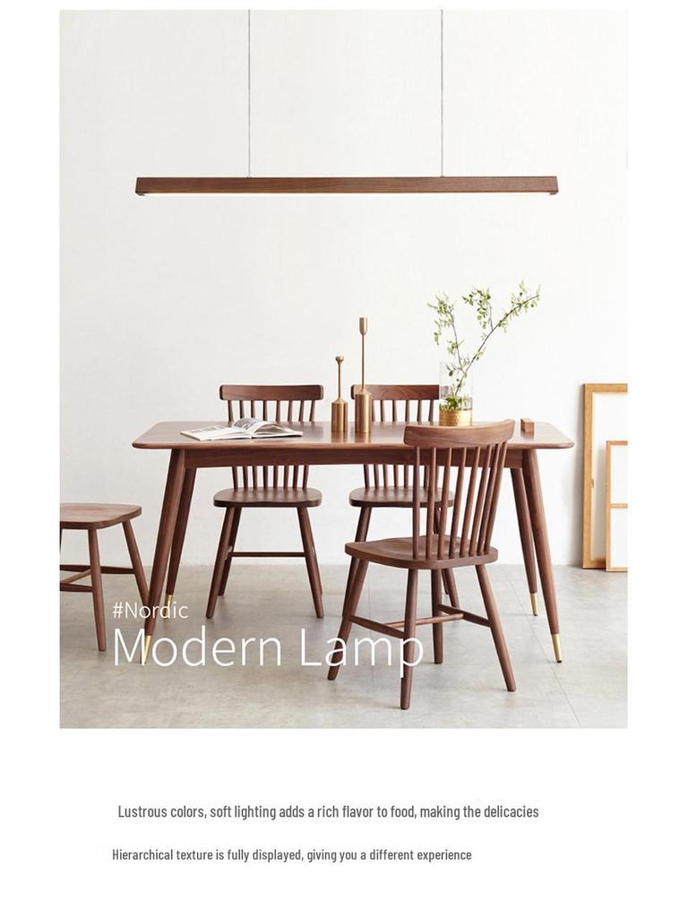 Solid Walnut Chandelier: Modern Chinese-Style Lamp for Living, Dining, or Tea Rooms