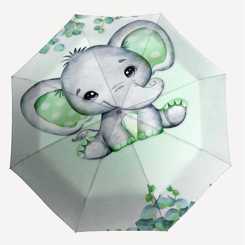 1PC Elephant Umbrella-8-Rib Reinforced, Automatic Open, Lightweight & Durable, Fashion Accessory for Outdoor, H0320