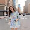 Popular Korean women's tie-dye short-sleeved T-shirt women's summer new loose dolphin top