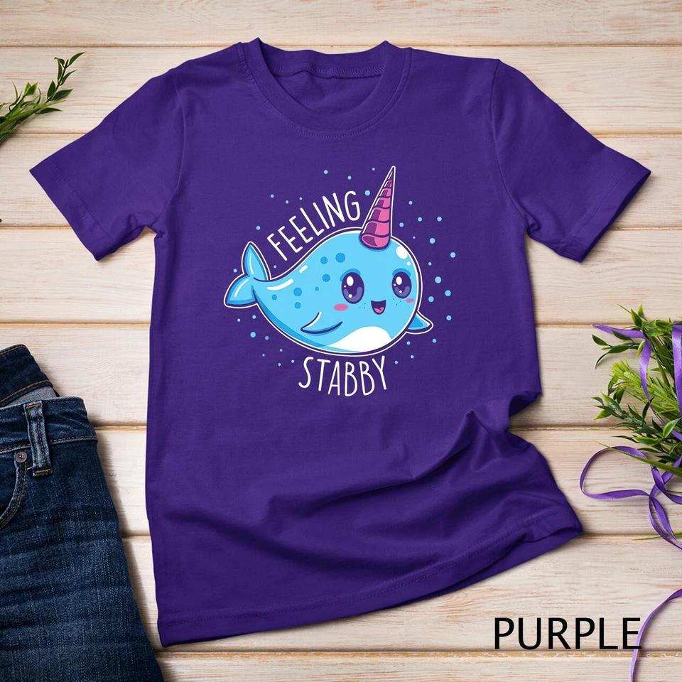Cute Feeling Stabby Narwhals T-Shirt Kawaii Whale Gift Unisex T-shirt 5 3XL
