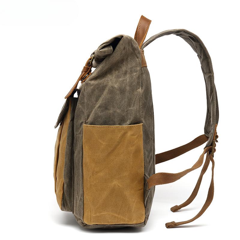 Backpack Retro Men's Travel Backpack Travel Student Bag Outdoor Oil Wax Waterproof Canvas