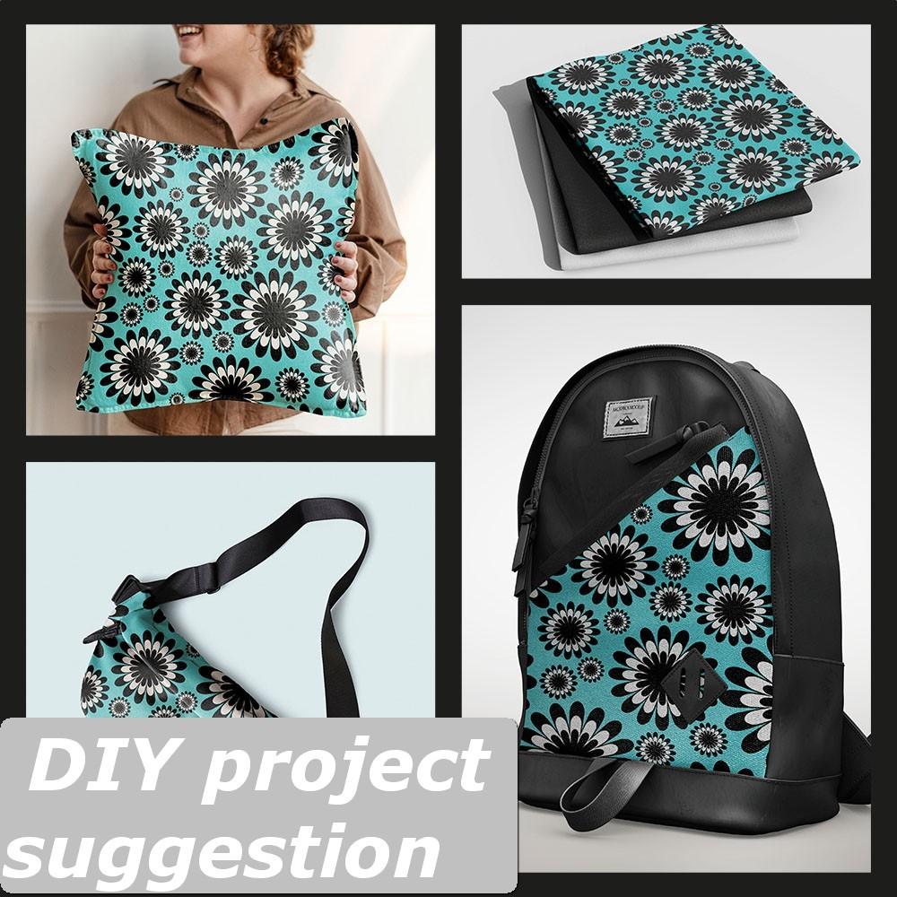 Outdoor Dekostoffe Oxford - Motiv  Schwarze Und Weiße Blumen I Dr044