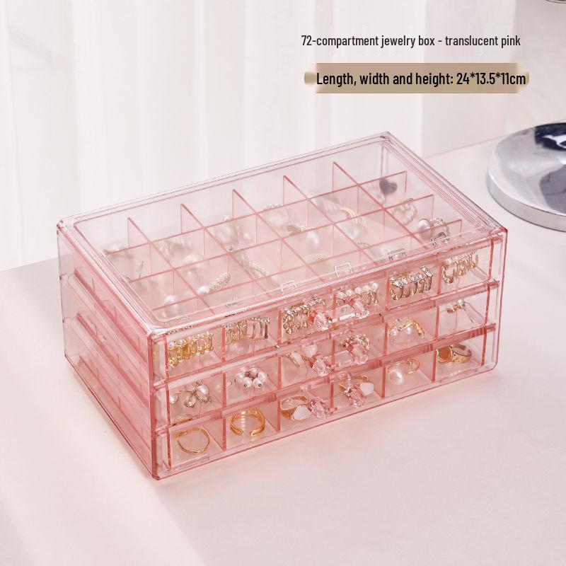 

Прозрачный акриловый органайзер для украшений с ящиками - Большая вместимость для колец, серег и ожерелий