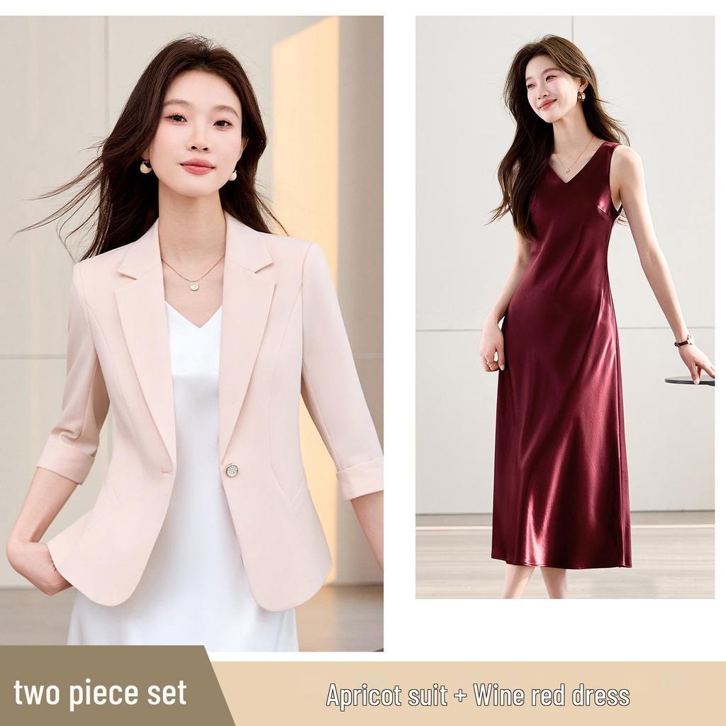 Women's 2026 Spring Fashion Suit: Versatile Casual Jacket & Dress Set for Work