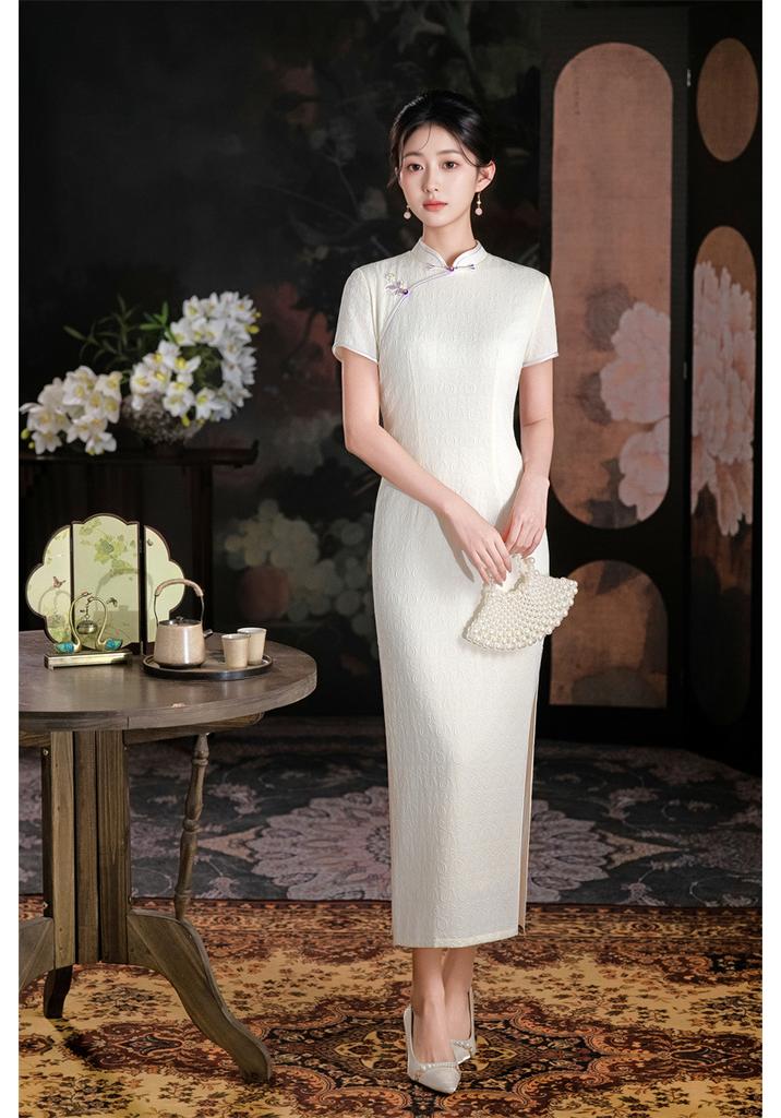 Pure and Elegant Young White Chiffon Cheongsam 1011 Summer New Slim and Thin Girl Models Can Be Worn Every Day