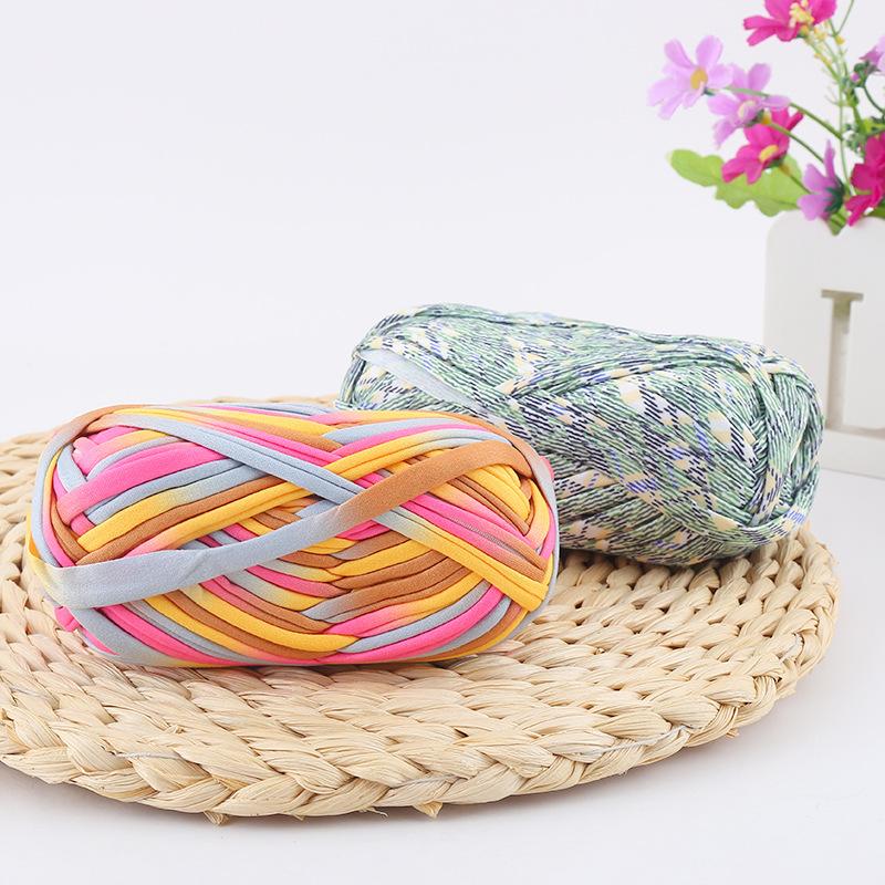 Needlework Knitting Crochet Yarn Printed Fabric Strips Line Colorful Segment Dyed Fabric Strips Line Handmade Diy Knitting Yarn Ball